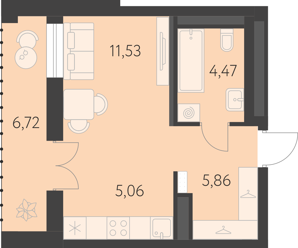 Планировка 1-комн.