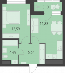 Планировка. 1k,40.1