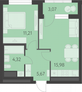 Планировка. 1k,38.7