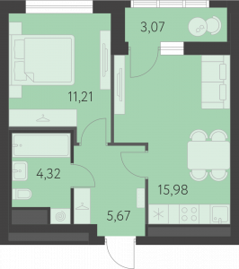 Планировка. 1k,38.7