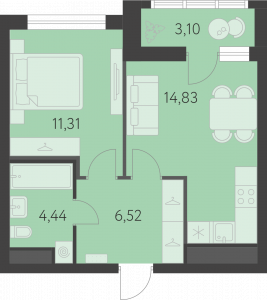 Планировка. 1k,38.7