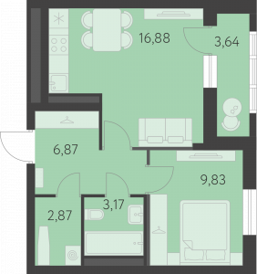 Планировка. 1k,41.4