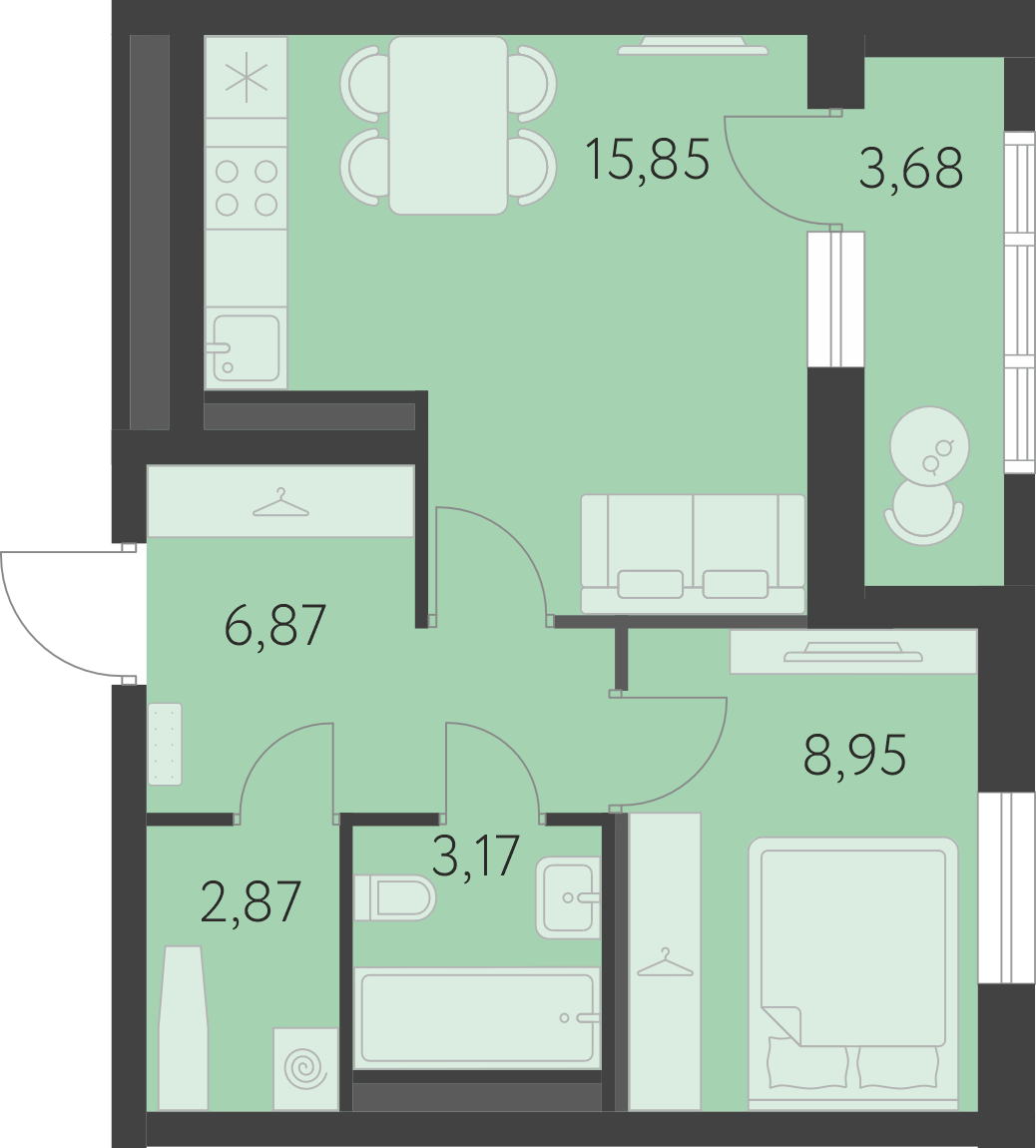 Новая Олимпика, 1к 39.55 м²