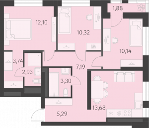 Планировка. 3k,69.6
