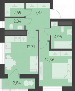 Планировка. 1k,43.9