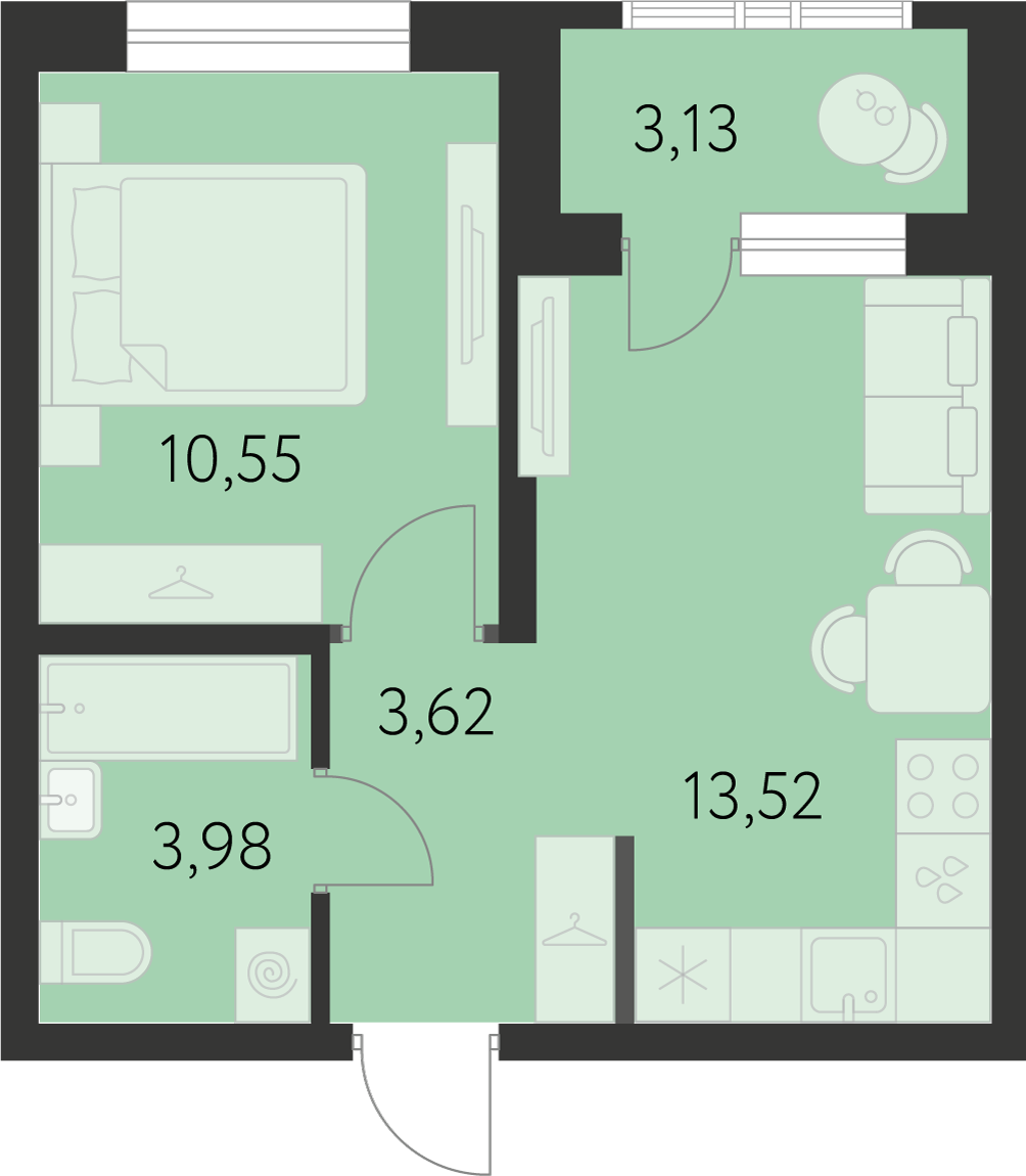 Купить 1-комнатную квартиру №85 в доме 3.21 в квартале Первый Академ от застройщика РСГ-Академический
