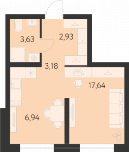 Планировка. студия,34.3