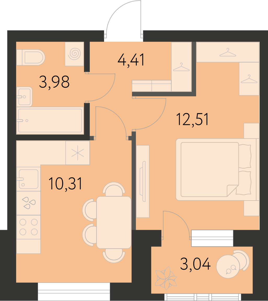 Планировка 1-комн.