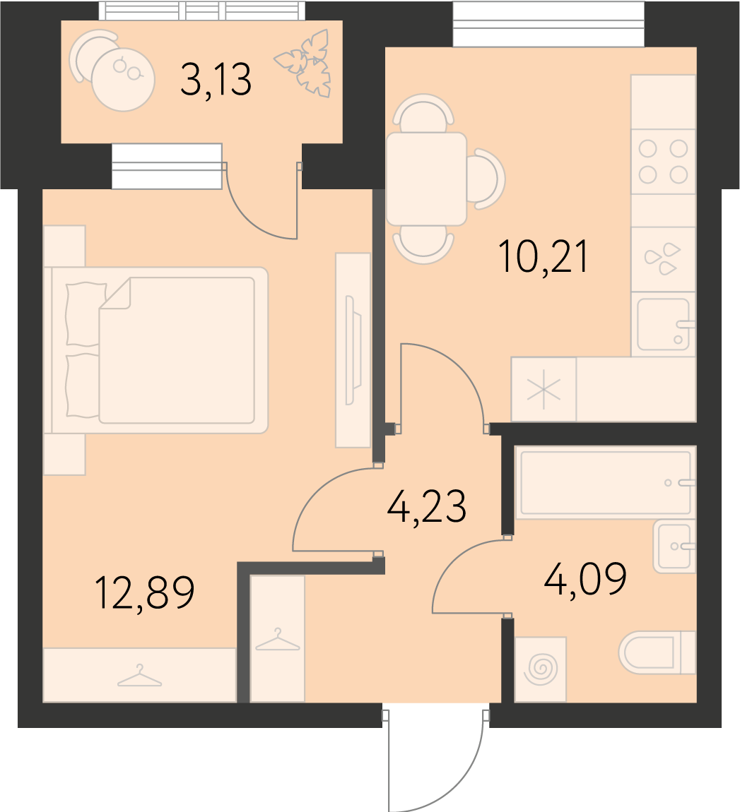 Планировка 1-комн.