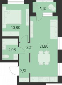 Планировка. 1k,43.0