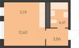 Планировка. студия,25.9