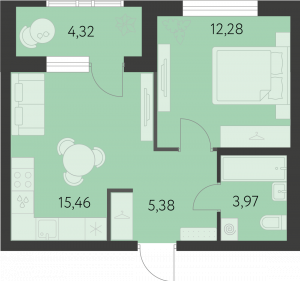 Планировка. 1k,39.3