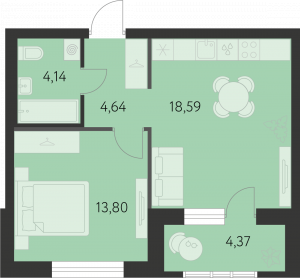 Планировка. 1k,43.4
