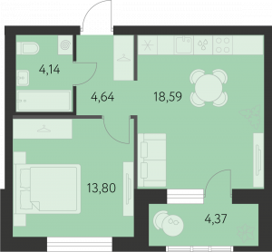 Планировка. 1k,43.4