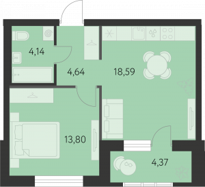 Планировка. 1k,43.4