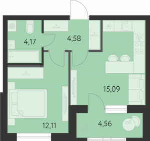 Планировка. 1k,38.2