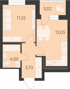 Планировка. 1k,35.8