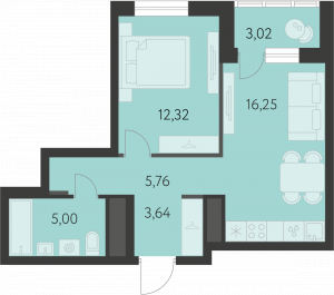 Планировка. 1k,44.5