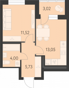 Планировка. 1k,35.8