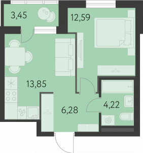 Планировка. 1k,38.7