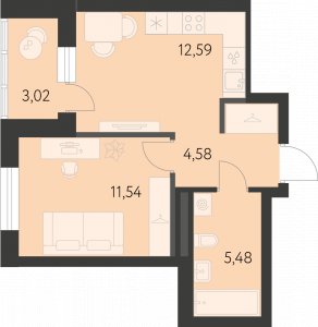 Планировка. 1k,35.7