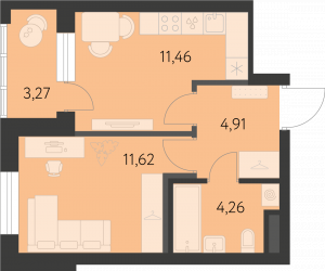Планировка. 1k,33.9
