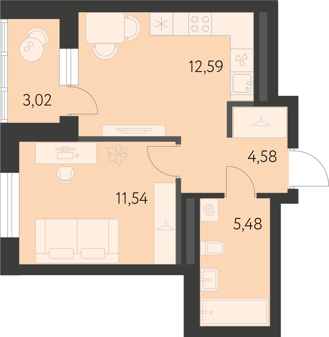 Планировка 1-комн.