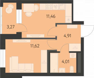 Планировка. 1k,33.6