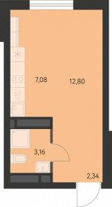 Планировка. студия,25.4