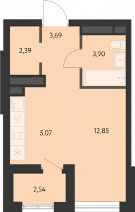 Планировка. студия,29.4
