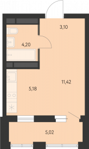 Планировка. студия,26.7